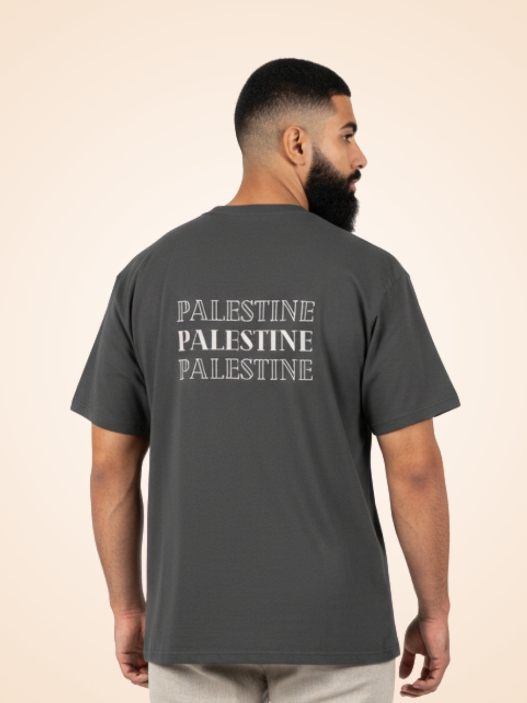 T-Shirt à manches courtes noir Palestine Outline - View 1