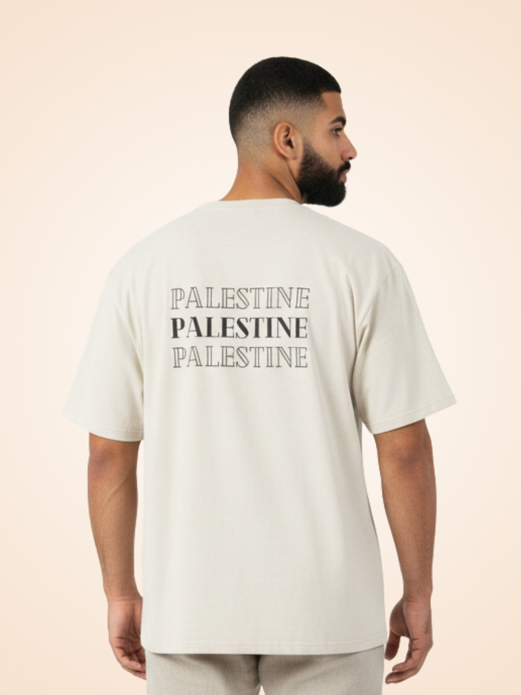 T-Shirt Beige Palestine Outline pour Homme - View 1