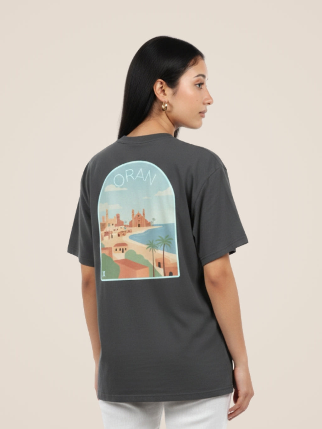 T-Shirt Noir La Vue d'Oran pour Femme - View 1