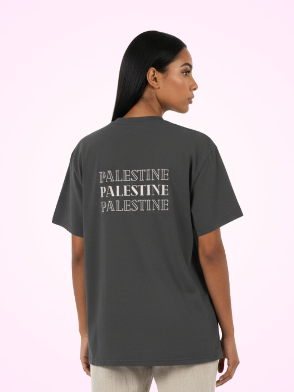 T-Shirt Noir Palestine Outline pour Femme - View 1