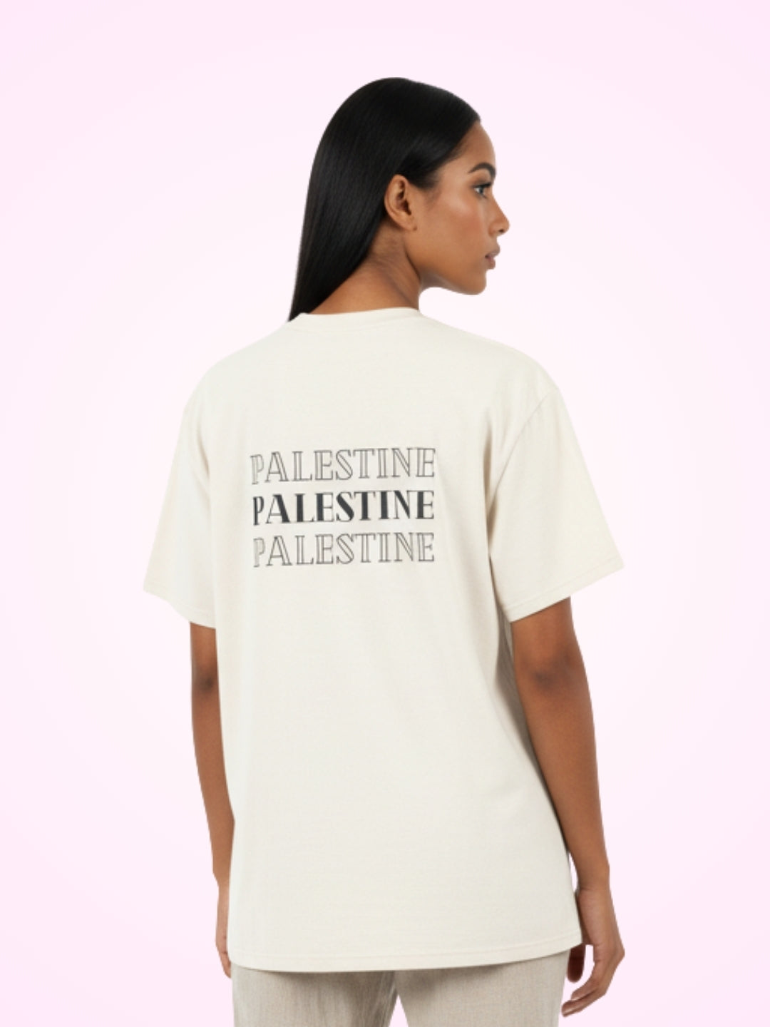 T-Shirt Beige Palestine Outline pour Femme - View 1