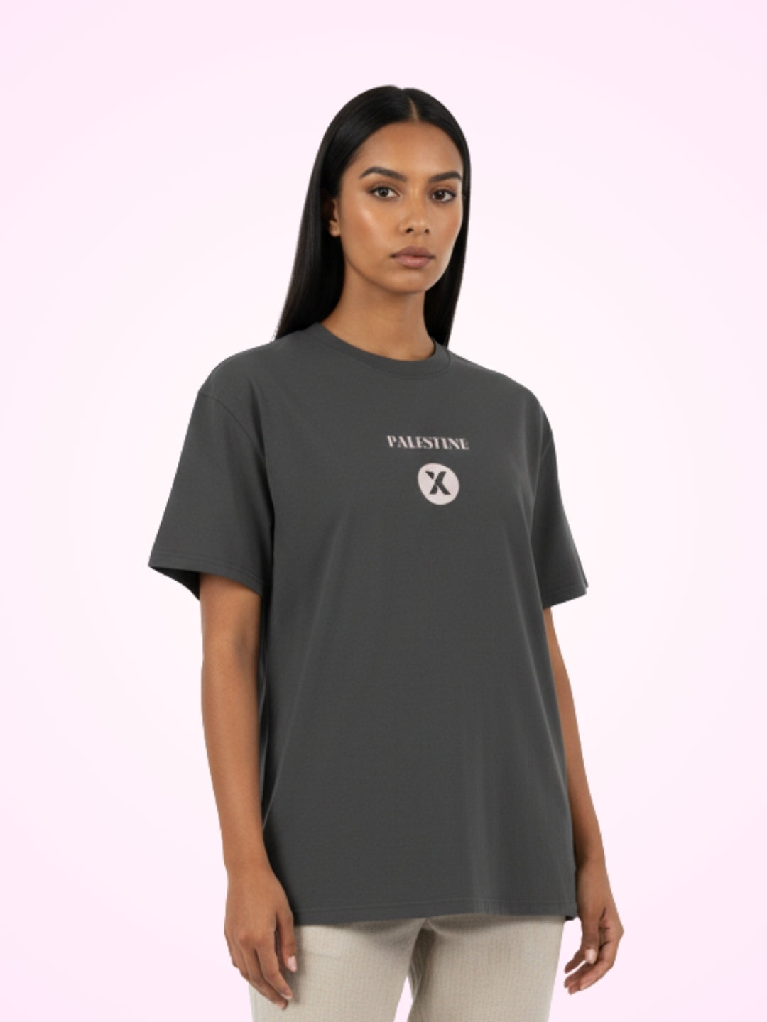 T-Shirt Noir Palestine Outline pour Femme - View 2