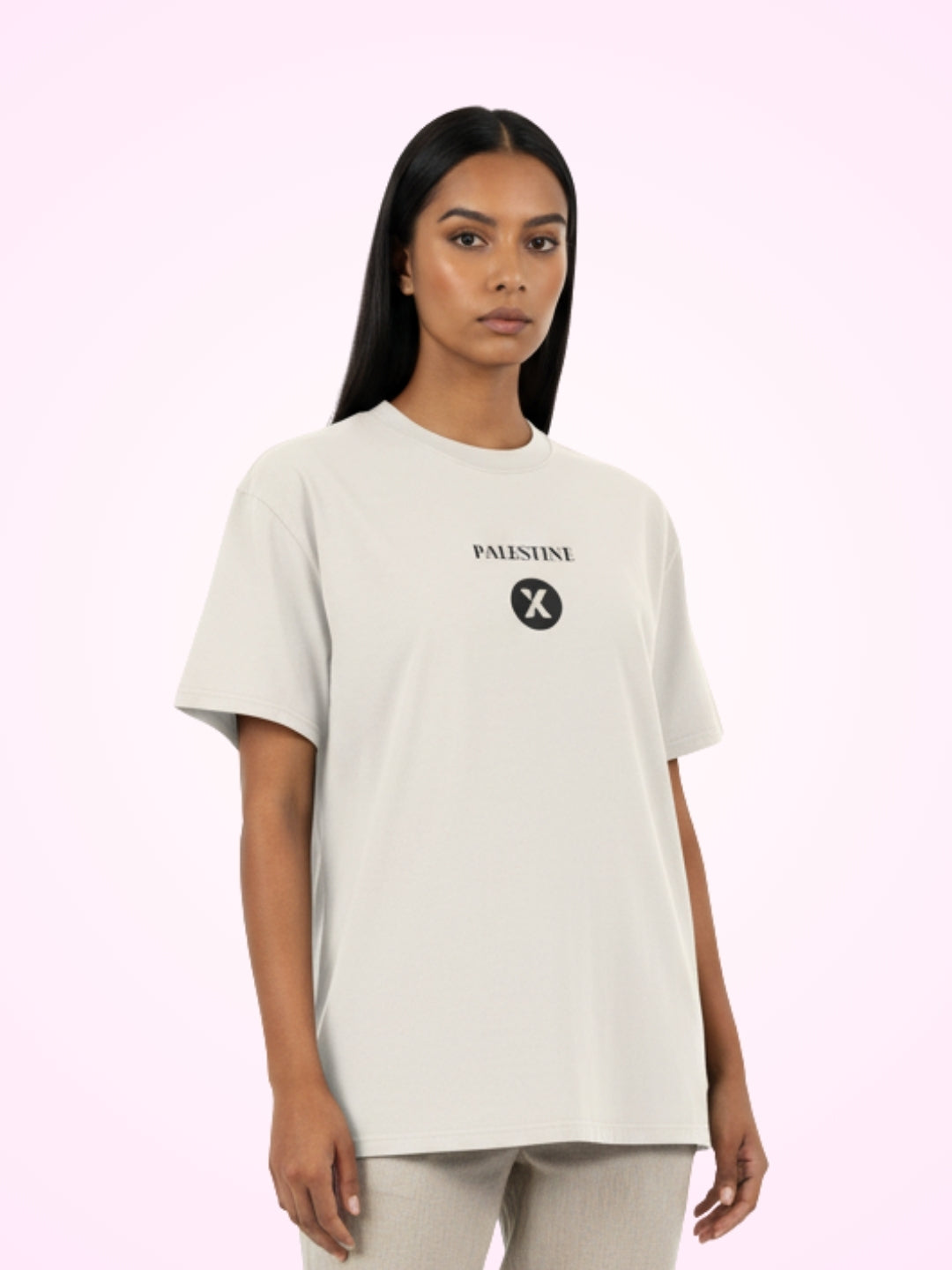 T-Shirt Beige Palestine Outline pour Femme - View 2