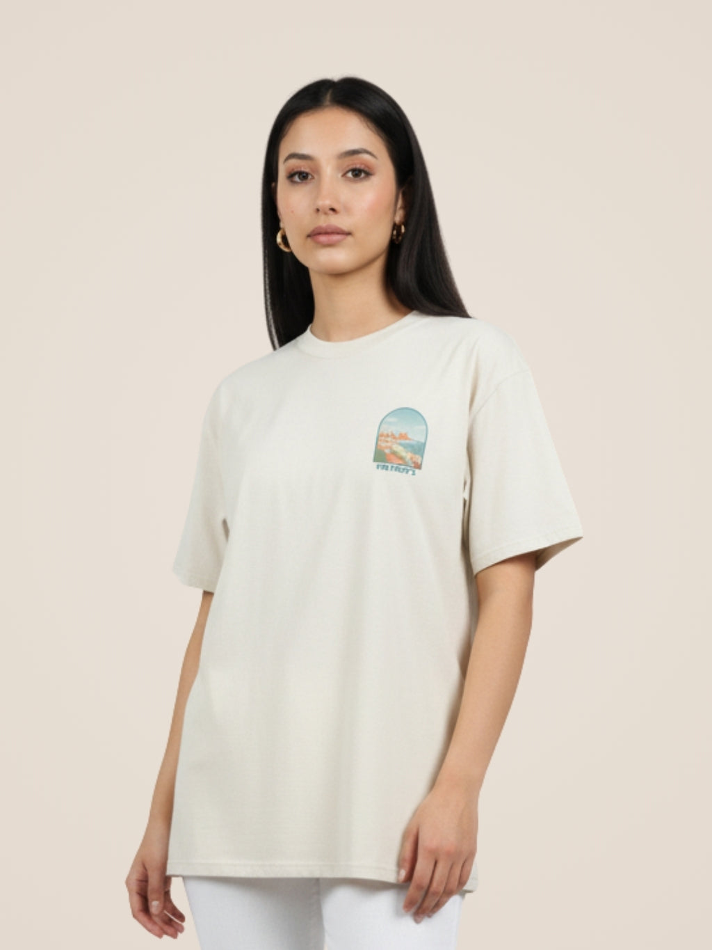 T-Shirt Beige La Vue d'Oran pour Femme - View 2