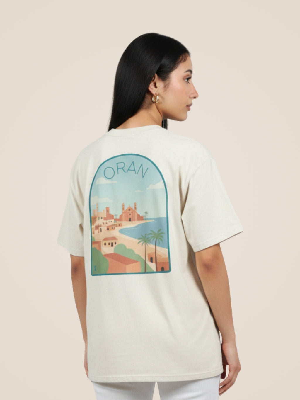 T-Shirt Beige La Vue d'Oran pour Femme - View 1